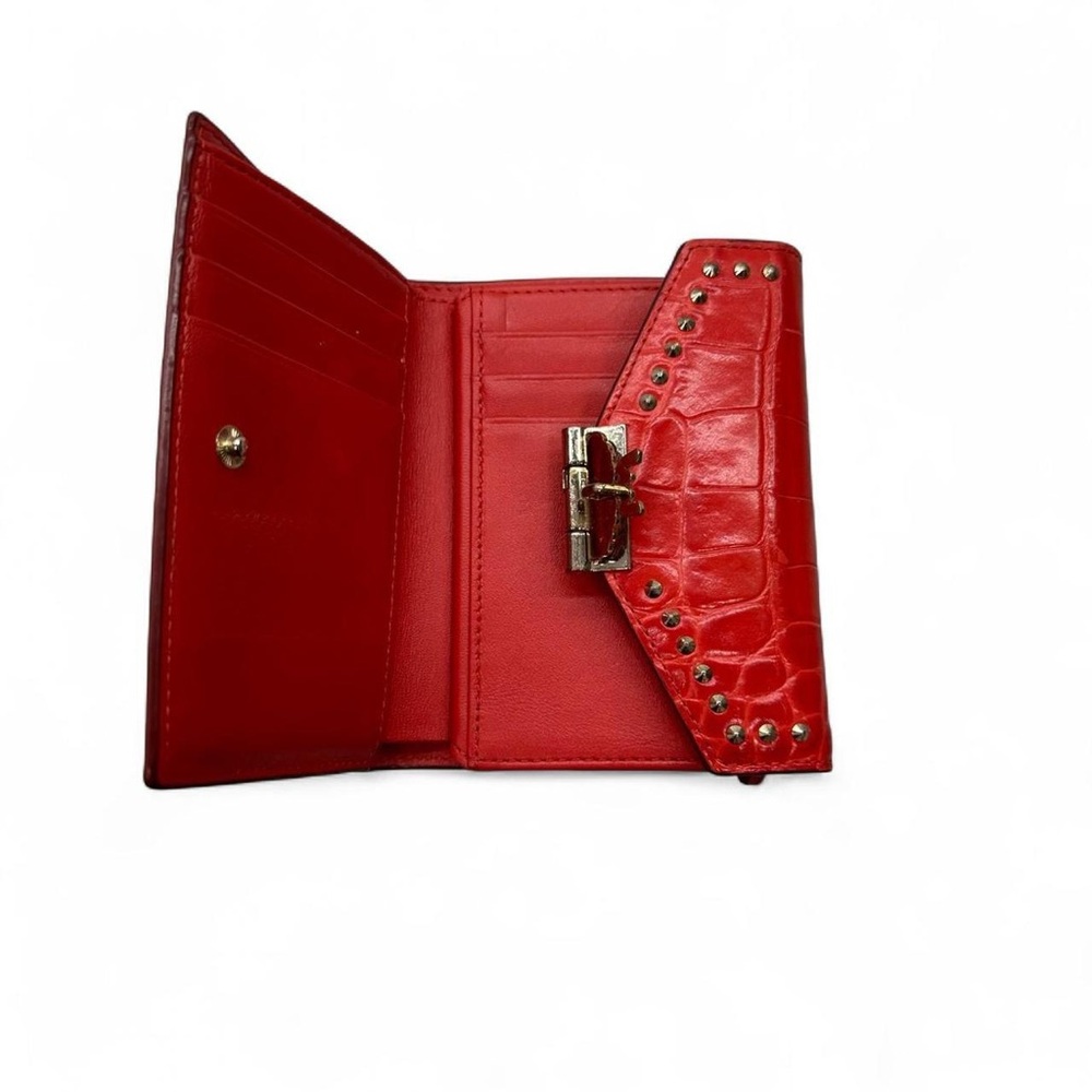 MCM Red Crocodile-Embossed Mini Wallet - Picture 3 of 9
